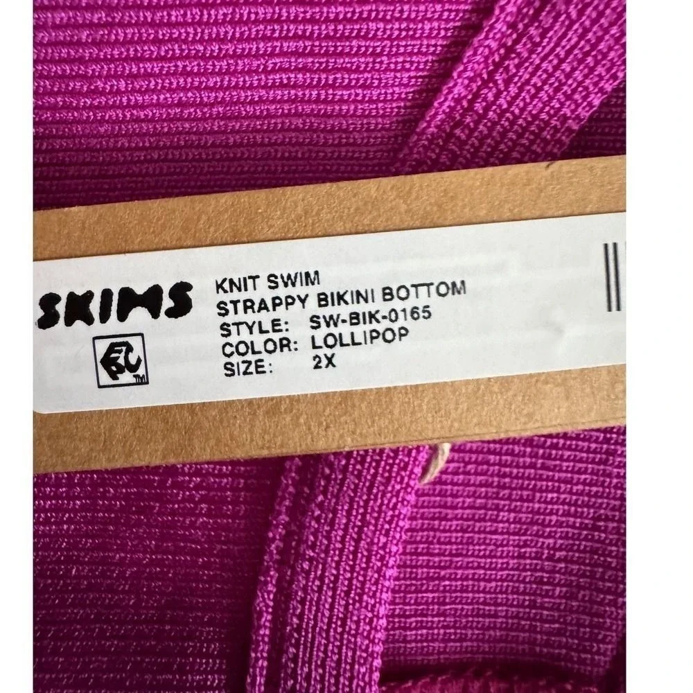 SKIMS Knit Swim Strappy Bikini Bottom‎ Lollipop 2X Plus Size